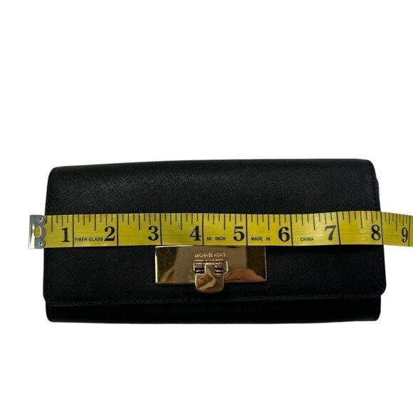 Michael Kors Callie Carryall Accordian Wallet Crossgrain Leather Black - Picture 5 of 10